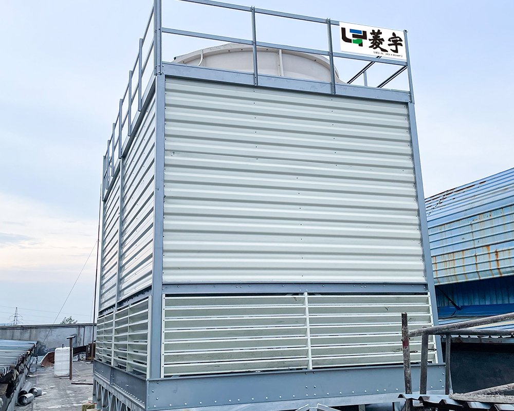 登封方形逆流式钣金冷却塔600T两组合完工